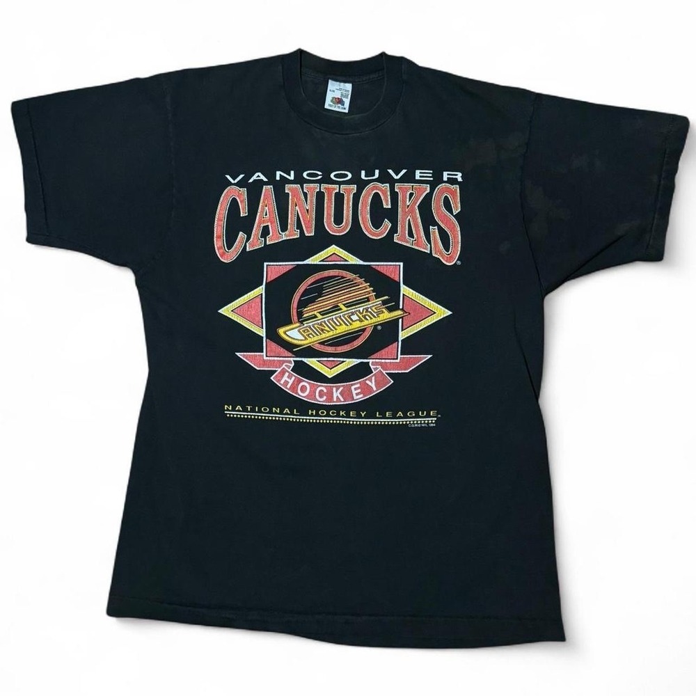 Vintage 1994 Vancouver Canucks NHL Hockey Graphic Faded Single Stitch T-shirt